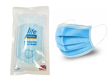 Life 3 Ply Face Masks - Pack Of 10, Made In The Uk *Bulk Price When You Buy 24*